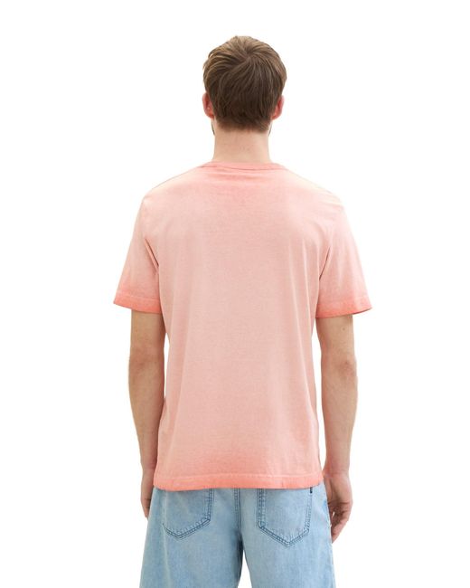Tom Tailor Kurzarmshirt garment dye t-shirt in Pink für Herren