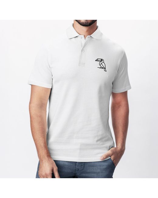 Neverless Poloshirt Grafik Tukan Pelikan Geometrisches Design mit Print in White für Herren