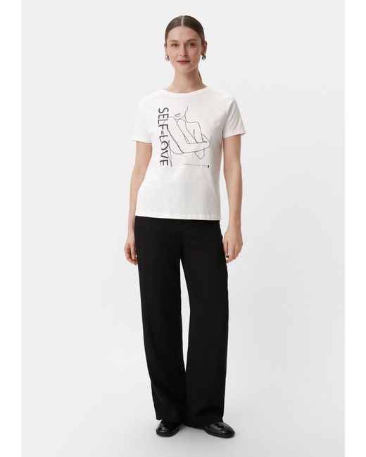 Comma, White Kurzarmshirt T-Shirt mit Frontprint