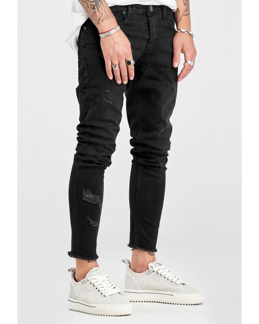 Slim-fit-Jeans für 2Y Lyst in | Herren mit DE trendigen Schwarz Destroyed-Elementen Premium LENNARD