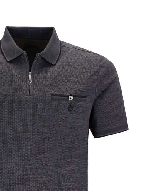 Hajo Softknit-Poloshirt in Alloverjacquard in Black für Herren
