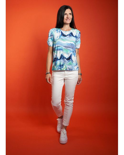 Seidel Moden Orange Kurzarmshirt mit All-Over Print, MADE IN GERMANY