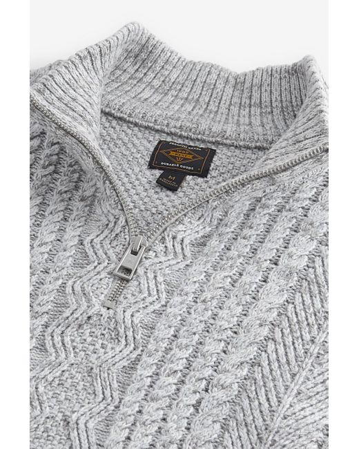 Next Troyer Regular Fit Zopfstrickpullover, RV-Kragen (1-tlg) in Gray für Herren