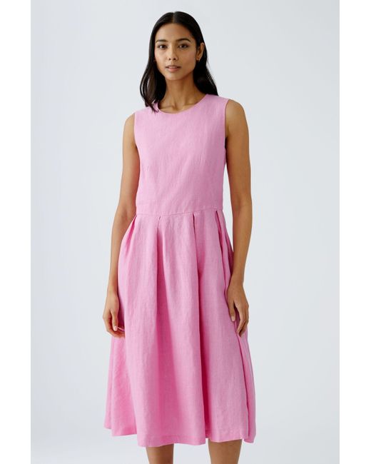 Ouí Pink Sommerkleid Midikleid reines Leinen