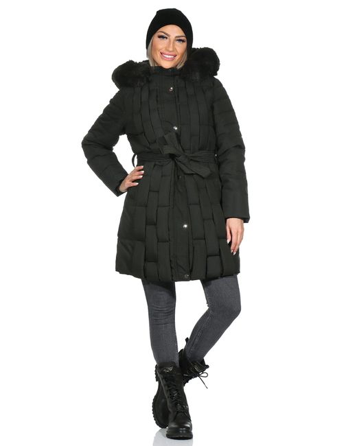 Aurela Damenmode Black Aurela mode Kurzmantel Steppmantel gefütterter mantel in großen Größen erhältlich