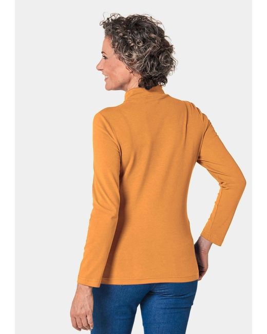 Goldner Orange Langarmshirt Stehkragenshirt mit Langarm