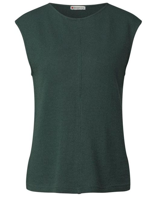 Street One Green T-Shirt – Ärmelloses Top in Strick-Optik mit Rundhalsausschnitt