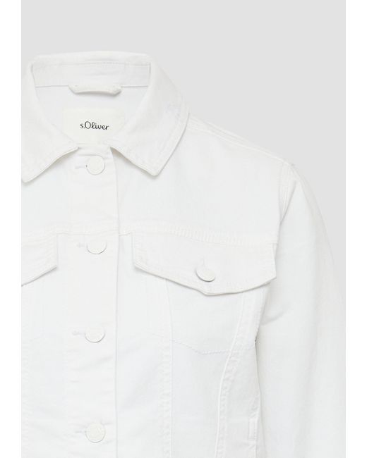 S.oliver White Funktionsjacke Elastische Jeansjacke mit seitlichen Eingrifftaschen Garment Dye