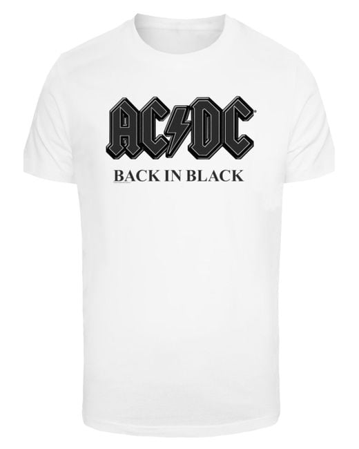 F4NT4STIC Shirt ACDC Back in Black Premium Qualität in White für Herren