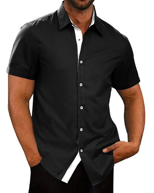 JMIERR Businesshemd Hemd Freizeithemd Business Formales Sommerhemd in Black für Herren