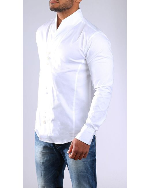 Carisma Langarmhemd Hemd H-902- fit Regular Langarm Stehkragen Uni in White für Herren