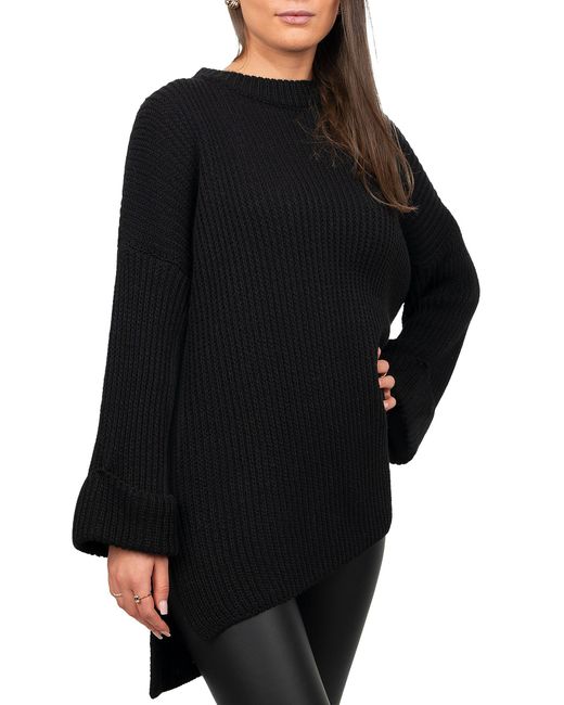 Reichstadt Black Strickpullover Gemütlicher Oversized Pullover 25RSW067 (1-tlg) One Size