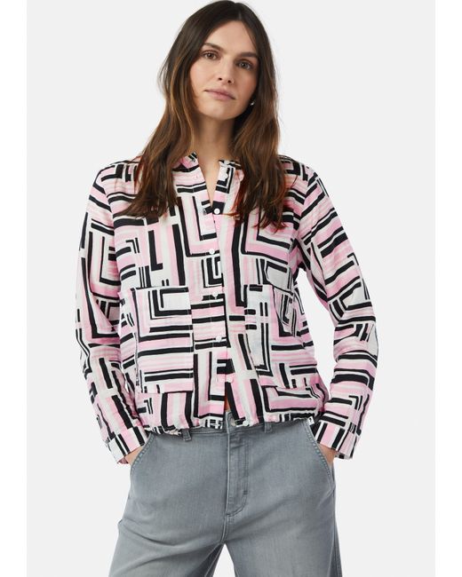 comma casual identity Gray Langarmbluse Strukturierte Bluse mit aufgesetzten Taschen