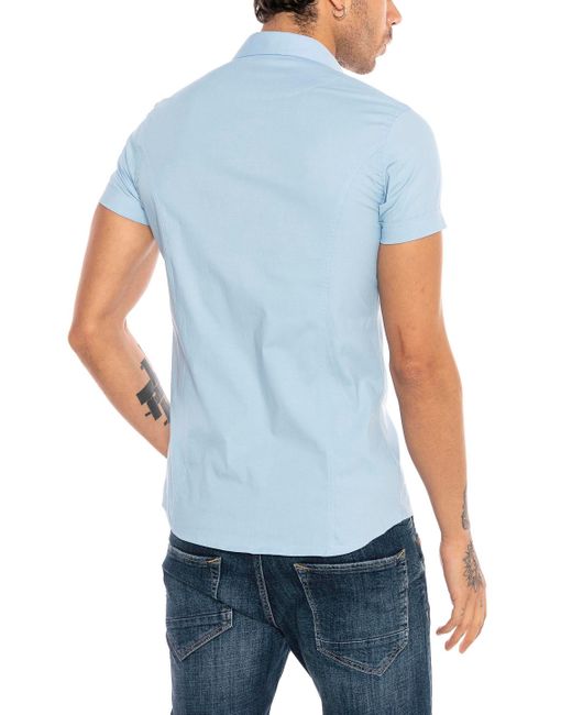 Redbridge Kurzarmhemd Slim Fit – Eleganter Look, Stretch-Material, Figurbetont in Blue für Herren