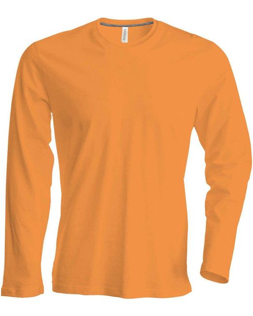 Kariban Rundhalsshirt Langarmshirt Longsleeve Long Sleeve T-Shirt Baumwolle in Orange für Herren