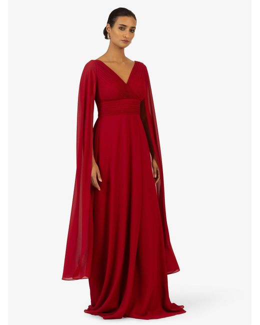 Kraimod Red Abendkleid aus hochwertigem Polyester Material mit Capeärmel