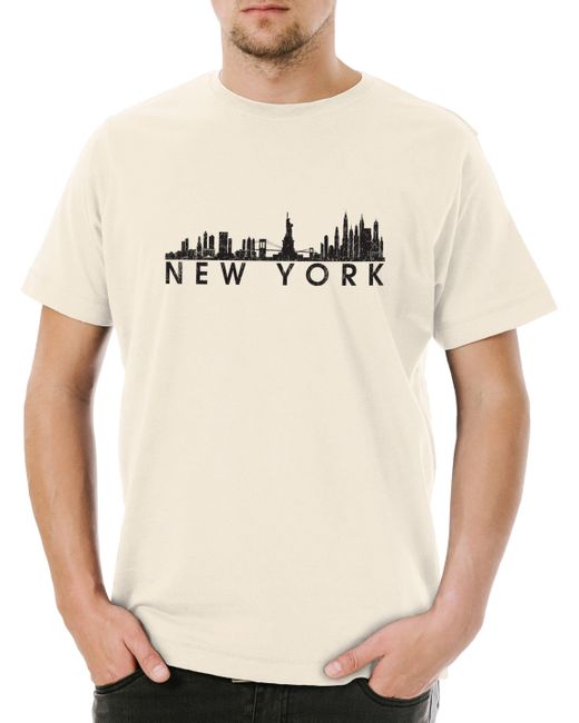 Urban Backwoods Print- Skyline New York T-Shirt Stadt City Fun United States NYC USA in Natural für Herren