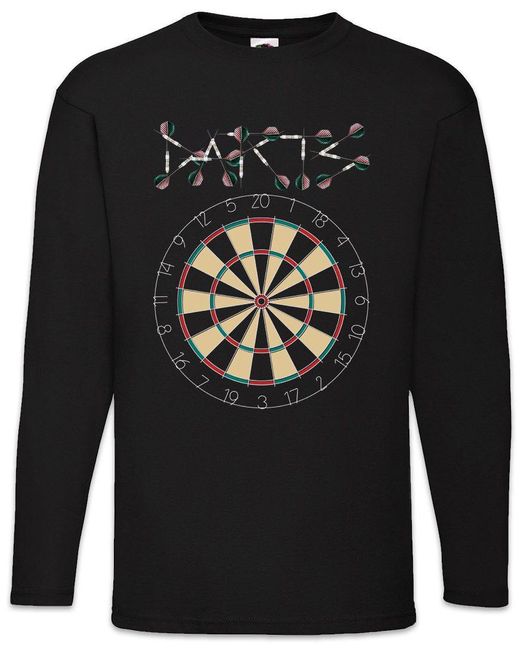 Urban Backwoods Langarmshirt Darts Target & Arrows Logo Langarm T-Shirt Dart Zielscheibe in Black für Herren