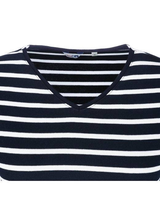 modAS Blue Langarmshirt Shirt mit Streifen und V-Ausschnitt