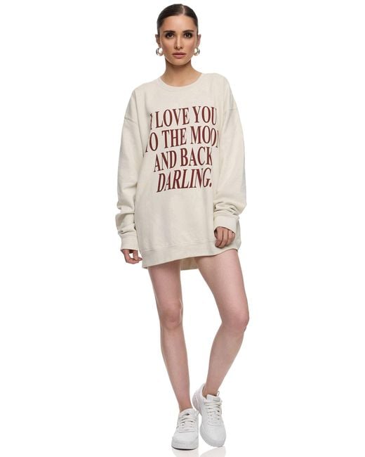 Worldclassca White Longsweatshirt Oversized Sweatshirt Langarm Pullover PRINT