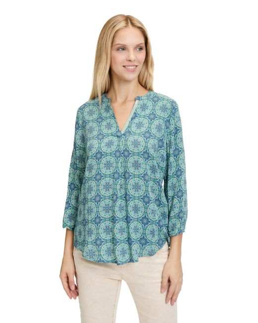 Cartoon Blue Schlupfbluse Casual-Bluse mit Muster