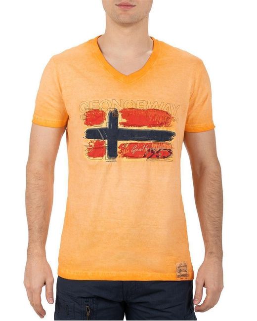 Geo Norway T- Casual Kurzarm Shirt bajoasis Men (1-tlg) im Used Look in Orange für Herren