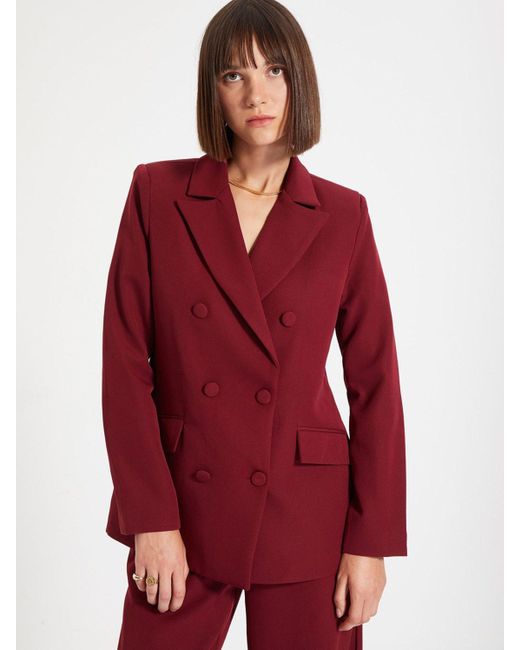 Trendyol Red Kurzblazer (1-tlg) Plain/ohne Details