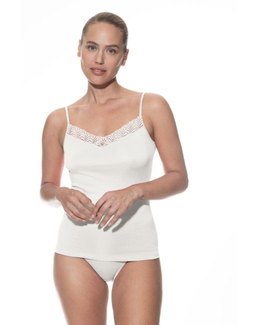 Mey White Spaghettitop EMOTION ELEGANCE mit gestickter Spitze