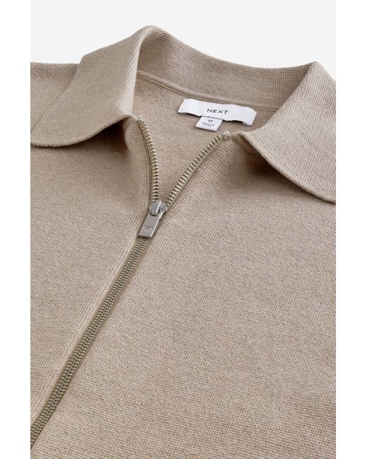 Next Strickjacke Regular Fit Gestrickter Troyer mit Baumwollanteil (1-tlg) in Brown für Herren