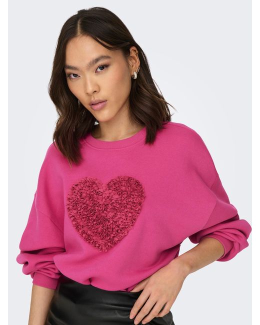 ONLY Sweater ONLKIARA L/S HEART O-NECK BOX SWT in Pink | Lyst DE