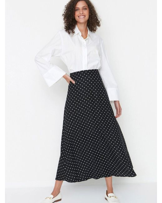 Trendyol White A-Linien-Rock (1-tlg) Plain/ohne Details