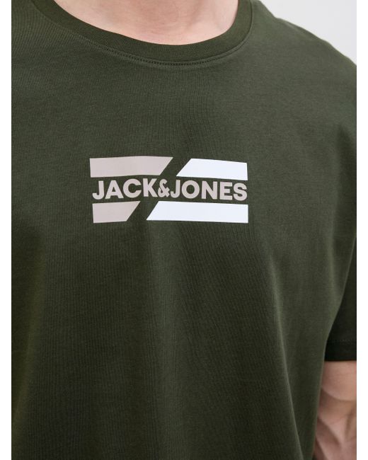 Jack & Jones Rundhalsshirt JJECORP GRAPHIC TEE SS O-NECK NOOS mit Logo Print in Green für Herren