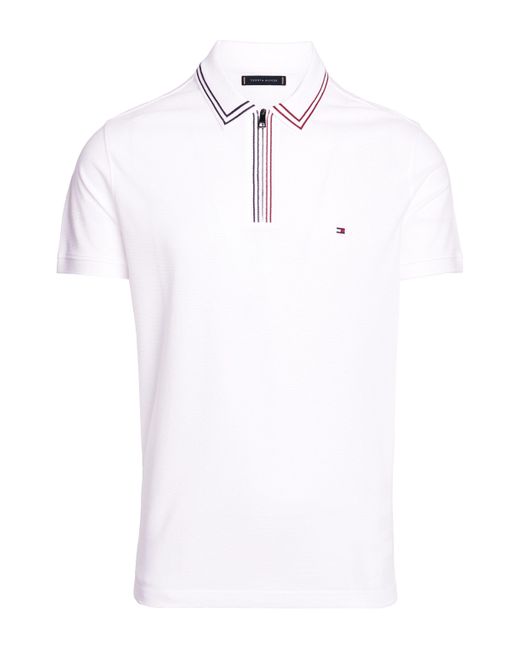 Tommy Hilfiger Poloshirt RWB ZIP PLACKET TIPPING REG POLO mit kontrastfarbenen Streifen am Kragen in White für Herren