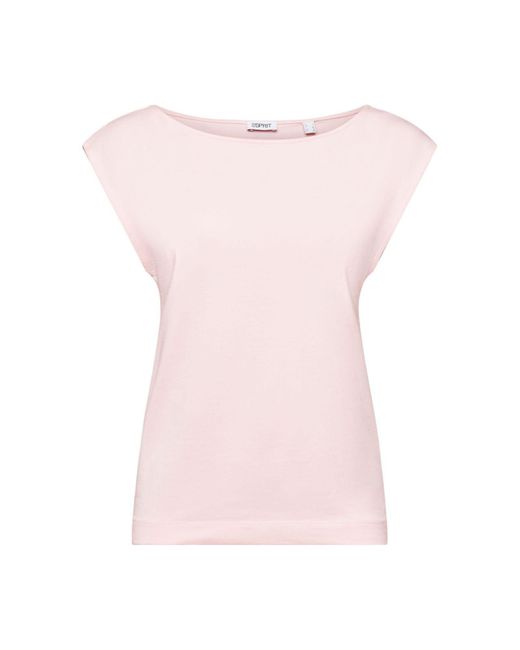 Esprit Pink T-Shirt mit Bootausschnitt (1-tlg)
