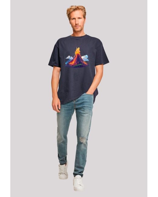 F4NT4STIC Shirt Vulkanausbruch Premium Qualität in Blue für Herren