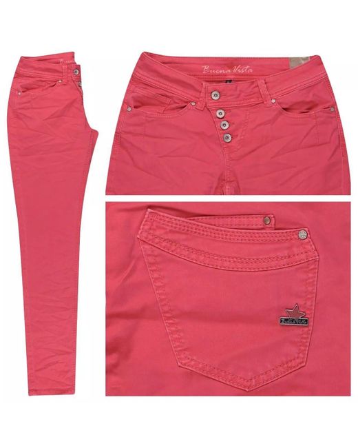 Buena Vista Black Skinny-fit-Jeans Malibu-Zip Bootcut stretch twill viva magenta