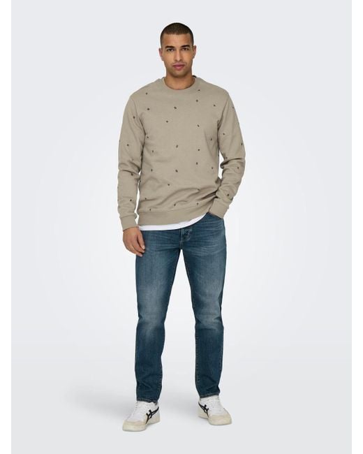 Only & Sons Weicher Pullover Basic Sweatshirt 6912 in Beige in Gray für Herren