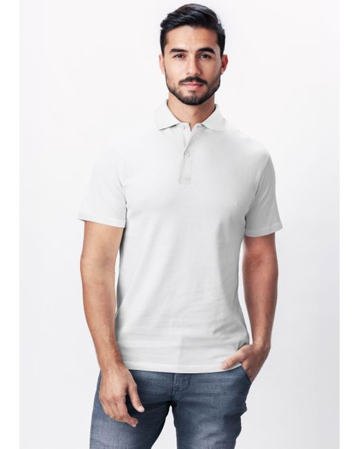 Neverless Poloshirt Polo-Shirt Basicshirt Polokragen und Knopfleiste Baumwolle mit Print in White für Herren