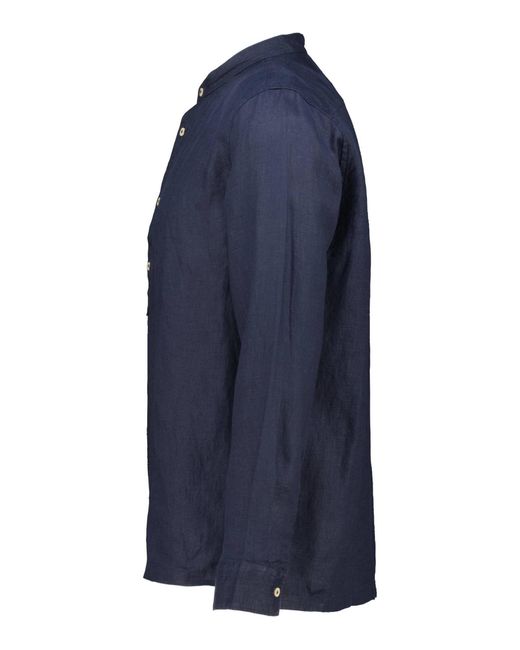Marc O' Polo Langarmhemd Leinenhemd Regular Fit (1-tlg) in Blue für Herren