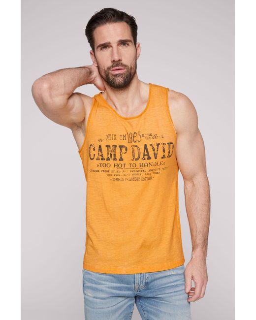 Camp David Tanktop aus Baumwolle in Orange für Herren