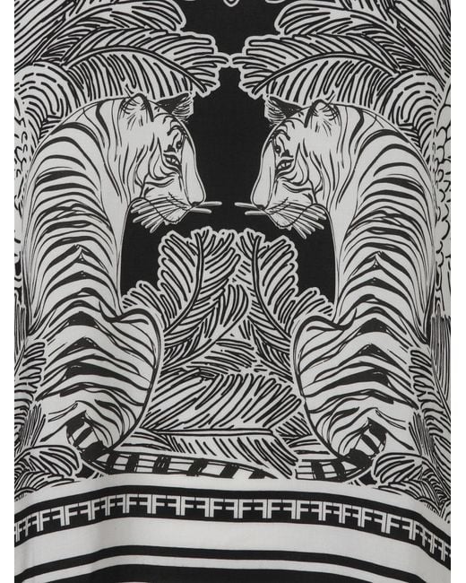 FRAPP Gray Klassische Bluse mit Black & White Motiv