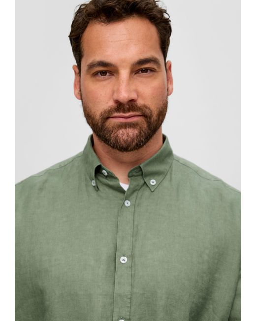 S.oliver Langarmhemd Leinenhemd mit Button-Down-Kragen in Green für Herren