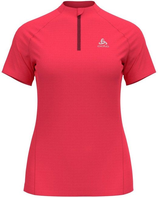 Odlo Red T-Shirt /S 1/2 Zip Essential Trail