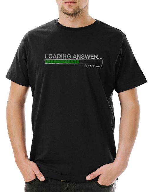 Urban Backwoods Print-Shirt Loading Answer T-Shirt Fun Binary Code Binär World Informatiker in Black für Herren
