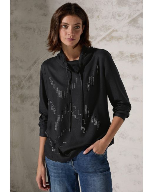 Cecil Black Langarmbluse aus softer Viskose