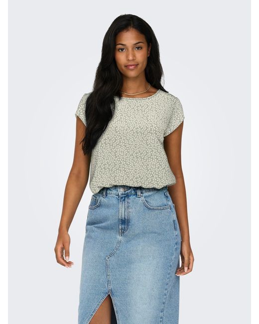 ONLY Green Shirtbluse ONLVIC /S AOP TOP NOOS PTM mit Allover Druck