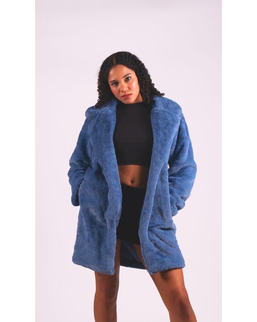 Passioni Blue Fellimitatmantel Oversized Faux Fur Mantel