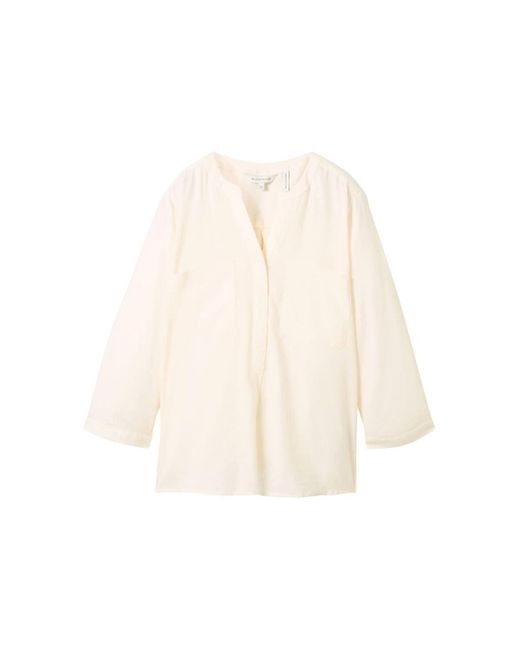 Tom Tailor Blusenshirt easy shape blouse with linen, Whisper White