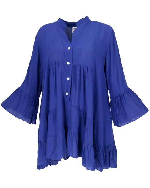 Guru-Shop Blue Midikleid Luftiges Boho Minikleid, plus size Maxitunika,.. alternative Bekleidung