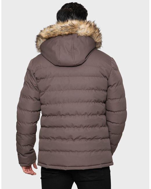 Threadbare Steppjacke Carrow (1-St) mit Kunstfellkapuze in Gray für Herren